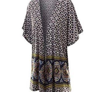 Navy print kimono style cardigan